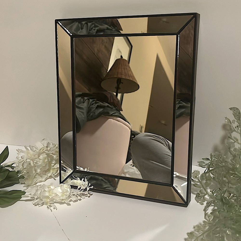 Nwt mirror beautiful style black trim 8”x 10” light weight ready to hang on wall